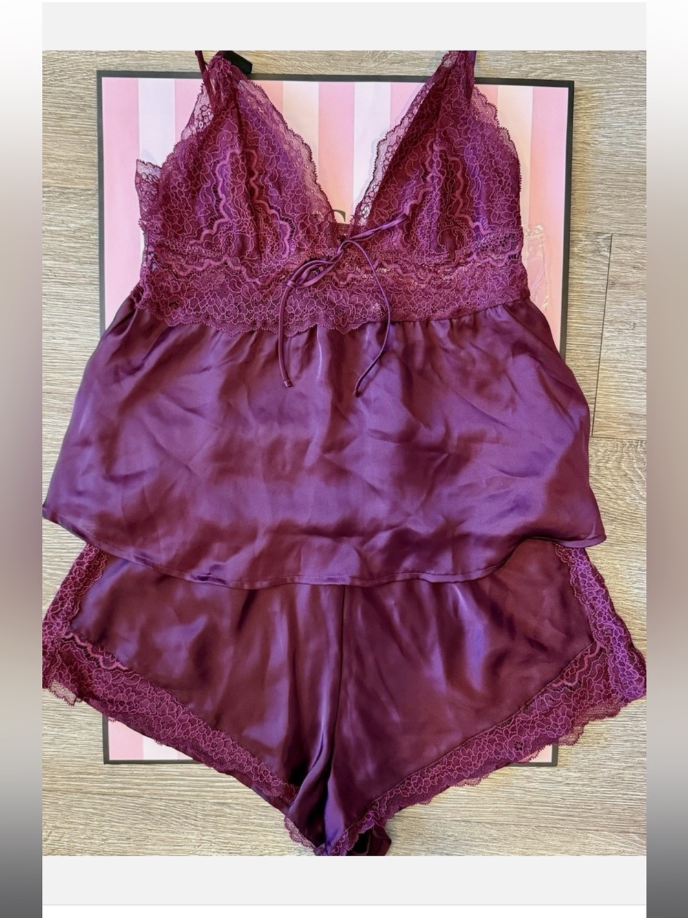 Victoria Secret Lace Silk Pajama Set